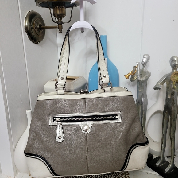 Coach Gray and Cream Satchel - Picture 7 of 16